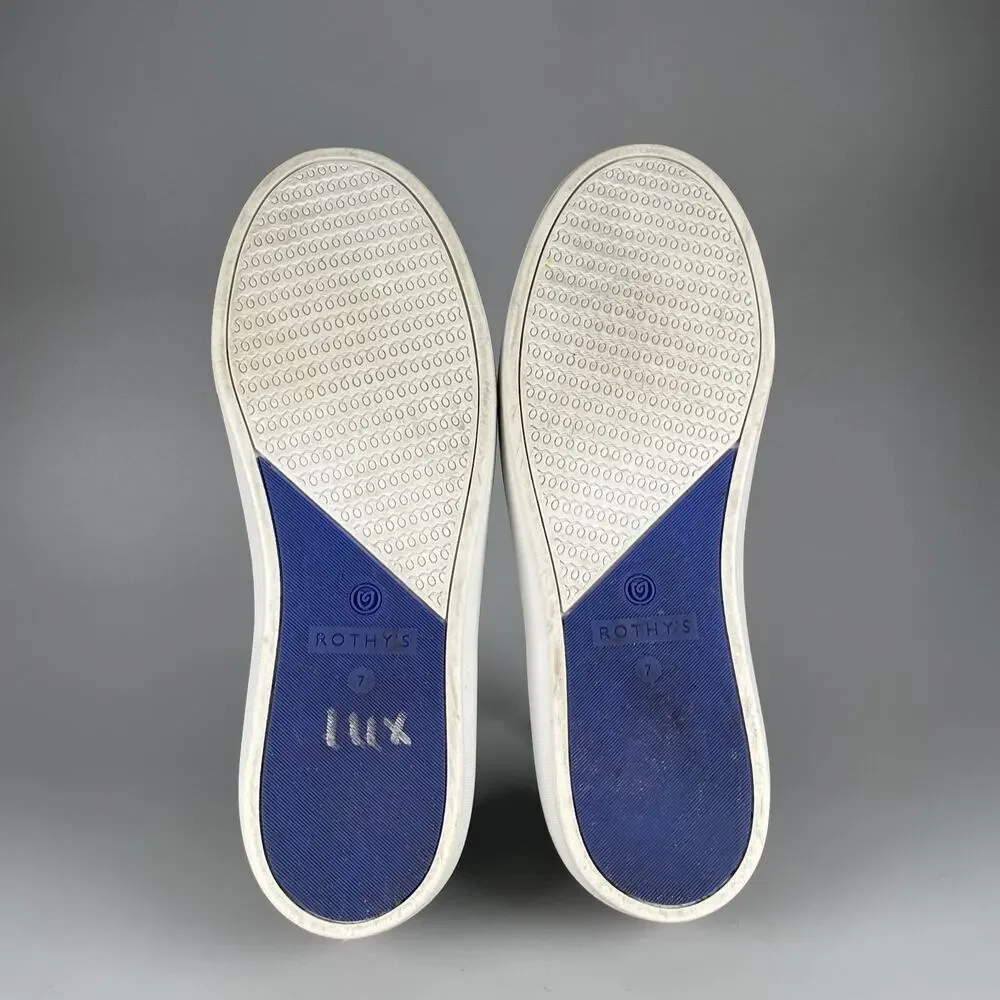 Rothys The Original Women's Size 7 White Knit Sneakers Slip On Tennis Shoes GUC